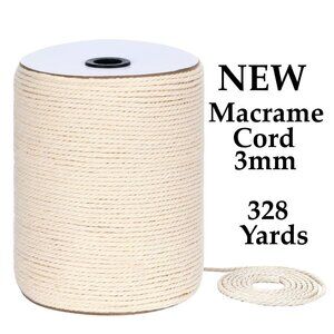 NEW Macrame Cord 328 Yards 3mm Natural Twisted Cotton Yarn Rope Craft Supplies K